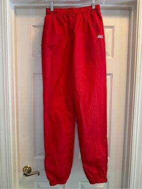 Vintage ASICS Red Athletic Windbreaker Track Pants M